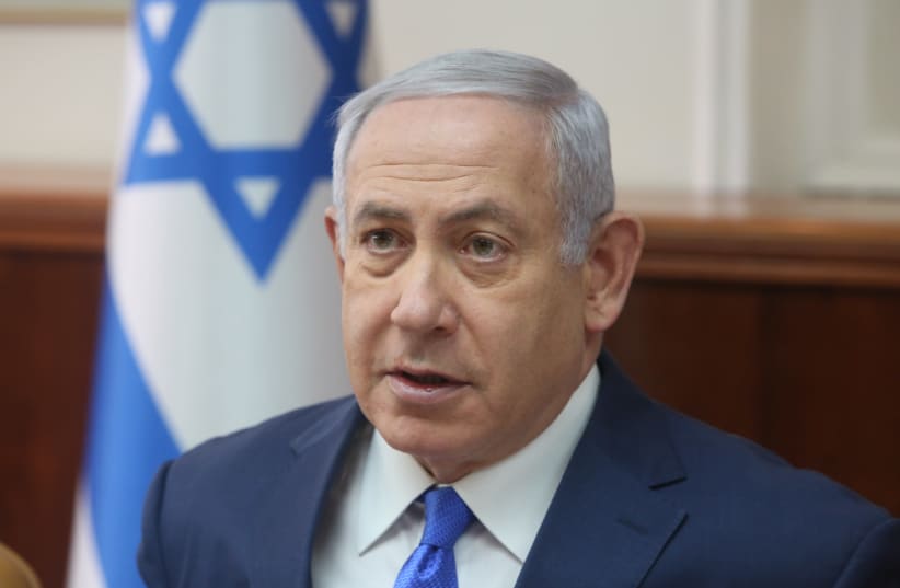 Prime Minister Benjamin Netanyahu at the weekly cabinet meeting, December 2, 2018 (photo credit: MARC ISRAEL SELLEM/THE JERUSALEM POST)