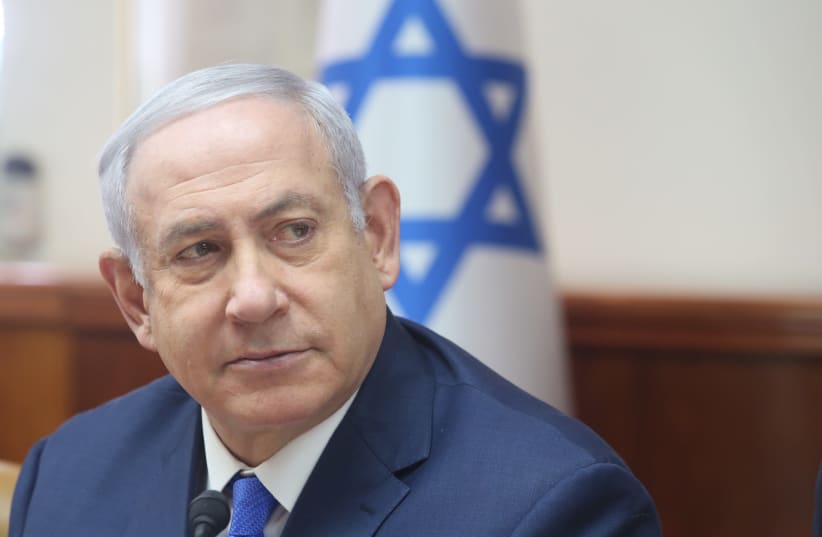Prime Minister Benjamin Netanyahu at the weekly cabinet meeting, December 2, 2018 (photo credit: MARC ISRAEL SELLEM/THE JERUSALEM POST)