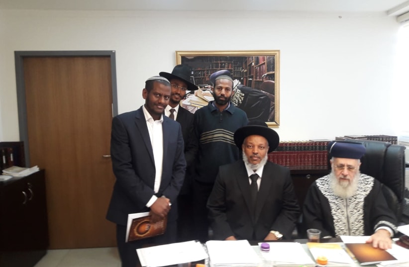Rabbi Yosef, Rabbi Wobst and additional rabbis of the Ethiopian community, 2018. (photo credit: MINISTRY OF RELIGIOUS SERVICES)