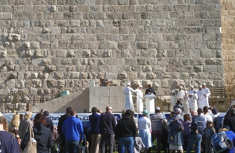A new altar fit for the Temple was dedicated outside the walls of the Old City of Jerusalem, December 10, 2018 (photo credit: THE TEMPLE IN ZION)