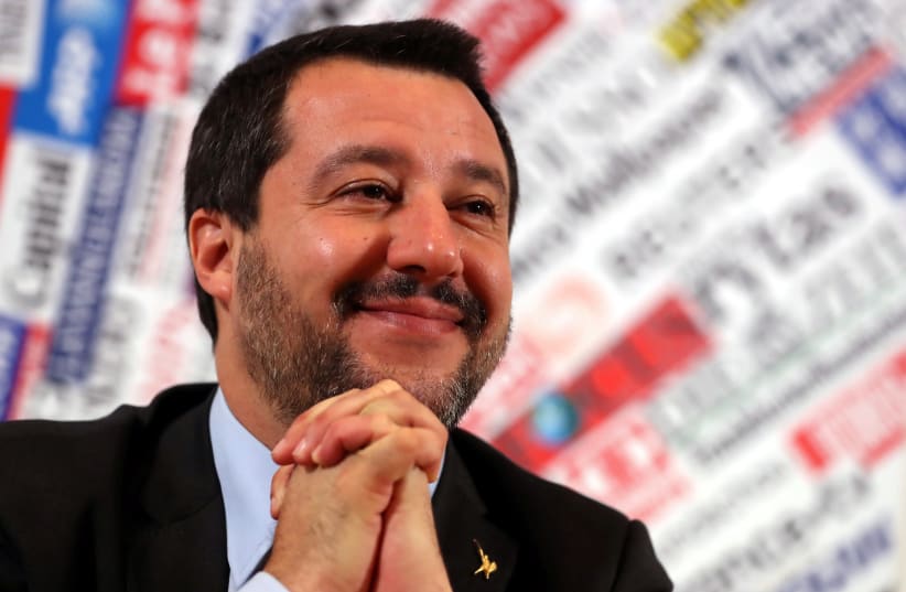 Italian Deputy Prime Minister and right-wing League party leader Matteo Salvini attends a news conference at the Foreign Press Club in Rome, Italy December 10, 2018.  (photo credit: REUTERS/TONY GENTILE)