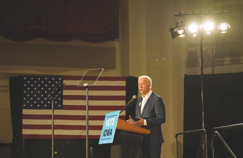 FORMER US vice-president Joe Biden speaks in Iowa in October. (photo credit: REUTERS)