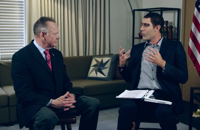 SACHA BARON COHEN and Roy Moore on 'Who Is America?'  (photo credit: SHOWTIME)