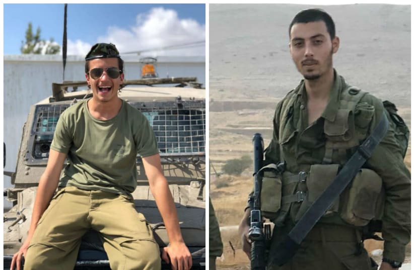 Corporal Yosef Cohen (L) and Sergeant Yuval Mor Yosef (R), identified by the IDF as the soldiers killed in a shooting attack on December 13th, 2018 (photo credit: IDF SPOKESPERSON'S UNIT)
