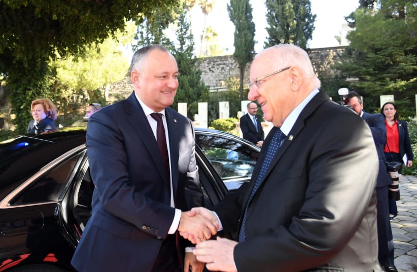 President Rivlin met President Igor Dodon of Moldova.  (photo credit: HAIM ZACH/GPO)