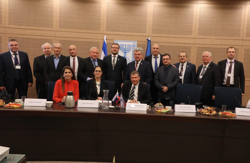 Members of the Russian defense delegation visit the Knesset on December 19. (photo credit: ISAAC HARARI / KNESSET SPOKESPERSON'S OFFICE)