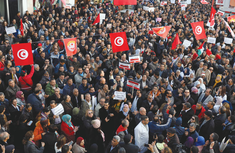 Protests in Tunisia  (photo credit: REUTERS)