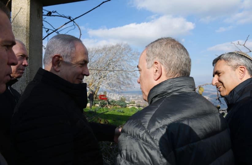 Prime Minister Benjamin Netanyahu visits northern border to view results of Operation Northern Shield (photo credit: ARIEL HERMONI / DEFENSE MINISTRY)