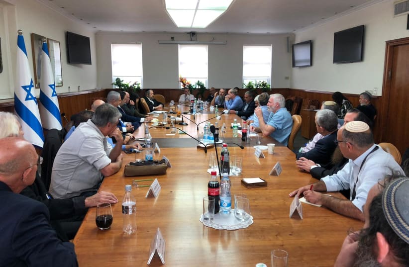 Prime Minister Benjamin Netanyahu meeting settler leaders, December 26, 2018 (photo credit: Courtesy)