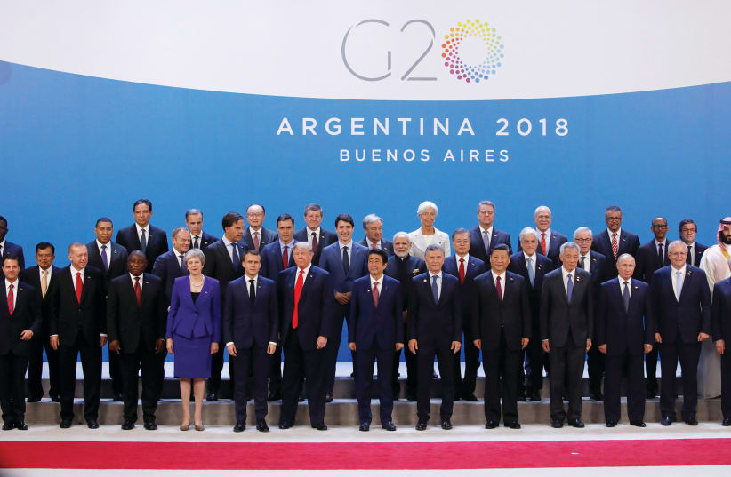 LEADERS POSE for a photo during the G20 summit in Buenos Aires, Argentina, in November. (photo credit: REUTERS)