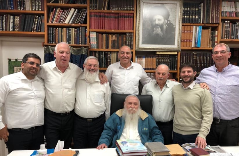 National Union members with Rabbi Druckman, Saturday December 29 2018 (photo credit: Courtesy)