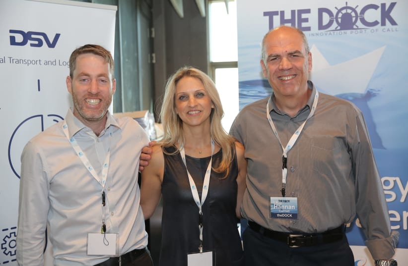 TheDOCK Founder and CEO Hannan Carmeli [R], Head of Community and Marketing Noa Schuman [C], Founder and COO Nir Gartzman [L] (photo credit: THEDOCK)