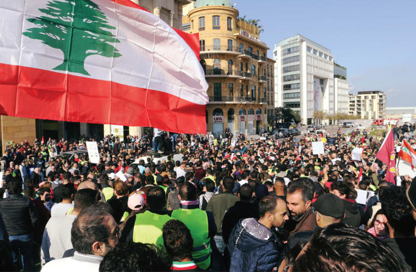 PROTESTERS LAMENT Lebanon’s economic and political state, in Beirut on December 23. (photo credit: REUTERS)