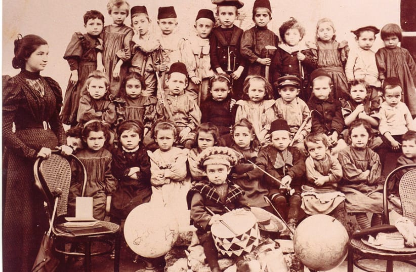 SETTLING THE land: A kindergarten in Rishon Lezion, around 1898. (photo credit: Wikimedia Commons)
