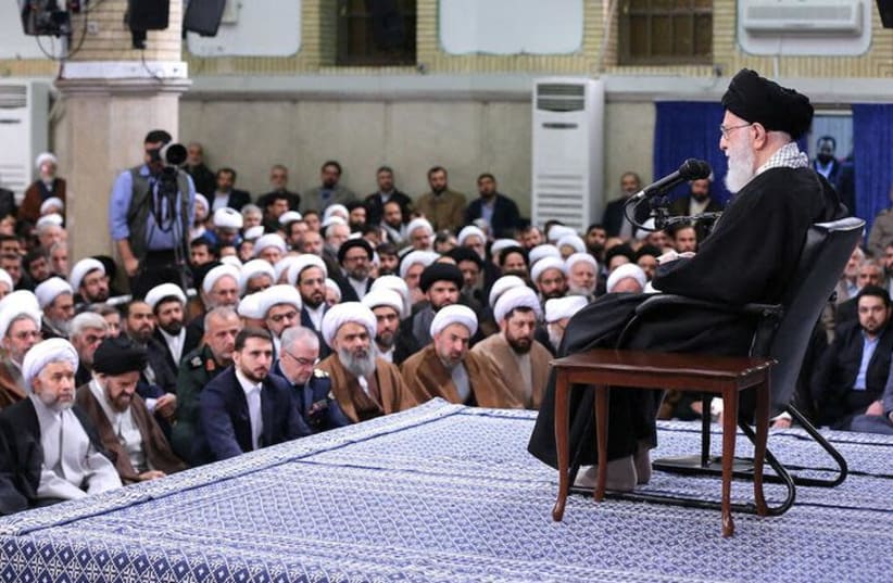 Iran's Supreme Leader Ayatollah Ali Khamenei meets with people of Qom, in Teheran, Iran, January 9, 2019. (photo credit: REUTERS)