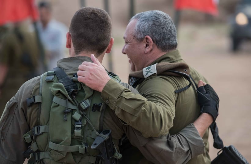 EISENKOT MEETS his son, an elite IDF soldier, during a recent military drill in the North. (photo credit: IDF)