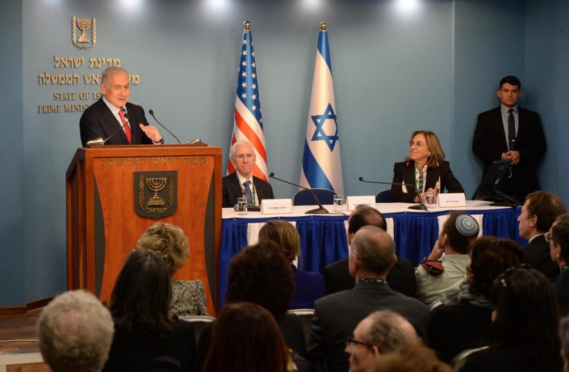 Prime Minister Benjamin Netanyahu meets with AIPAC members in Jerusalem (photo credit: PMO)