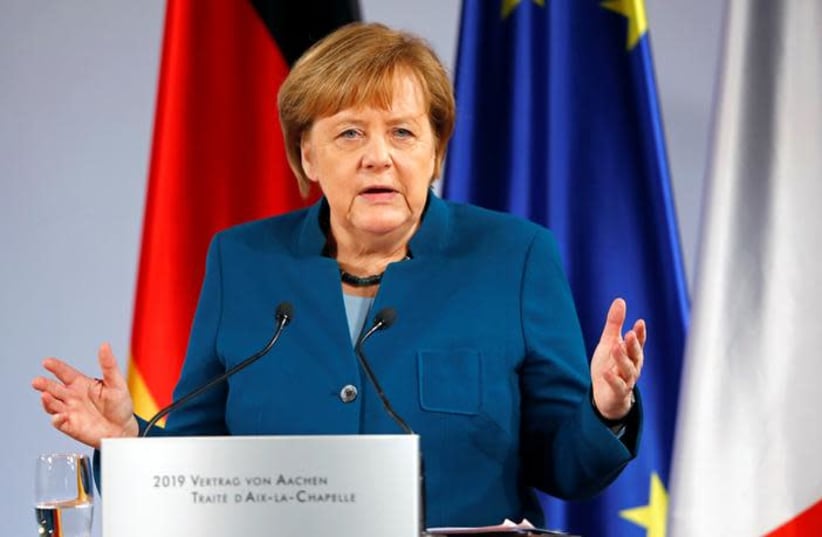 German Chancellor Angela Merkel (photo credit: REUTERS/WOLFGANG RATTAY)