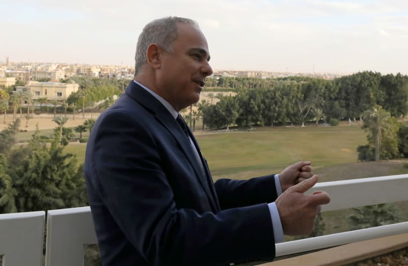 Israeli Energy Minister Yuval Steinitz speaks during an interview with Reuters in Cairo, Egypt January 14, 2019 (photo credit: MOHAMED ABD EL GHANY/REUTERS)