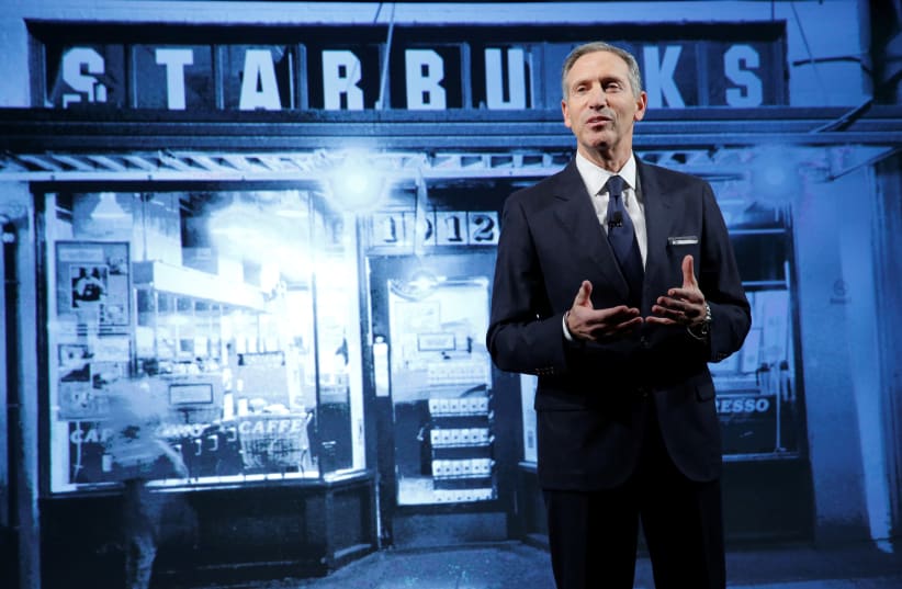 Starbucks Chairman and CEO Howard Schultz delivers remarks at the Starbucks 2016 Investor Day in Manhattan, New York, U.S., December 7, 2016.  (photo credit: ANDREW KELLY / REUTERS)