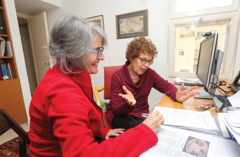 Jody Blum (left) assists Audrey Kaplan Scher: ‘I don’t take over, I work with them.’ (photo credit: MARC ISRAEL SELLEM)