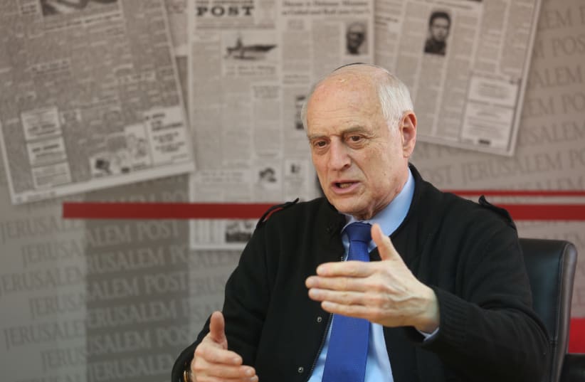 Malcolm Hoenlein, executive vice chairman of the Conference of Presidents of Major American Jewish Organizations, being interviewed for the Jerusalem Post, 2019. (photo credit: MARC ISRAEL SELLEM)