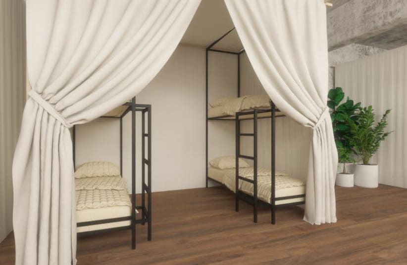 An indoor tent complex at Tel Aviv's new Spot Hostel, set to open in April  (photo credit: SPOT HOSTEL)