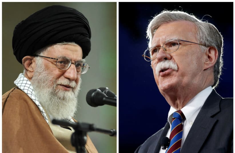 Ayatollah Ali Khamenei (L) and John Bolton (R) (photo credit: REUTERS)