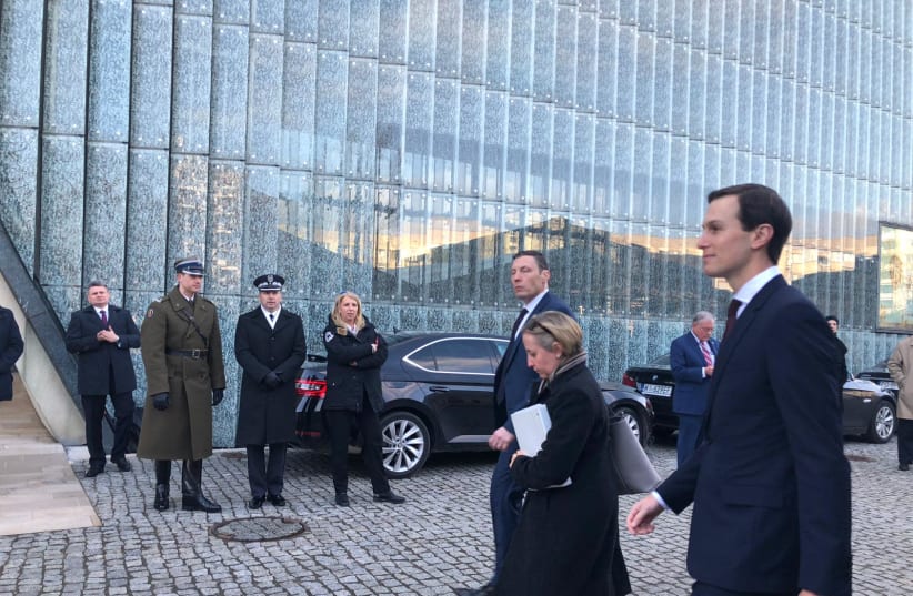 US President Donald Trump's senior advisor and son-in-law Jared Kushner at the Warsaw ministerial conference on February 14, 2019 (photo credit: TOVAH LAZAROFF)