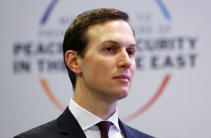 Jared Kushner looks on during the Middle East summit in Warsaw, Poland, February 14, 2019 (photo credit: KACPER PEMPEL/REUTERS)