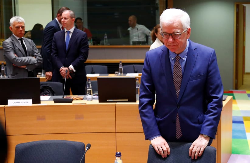 Polish Foreign Minister Czaputowicz attends a EU foreign ministers meeting in Brussels (photo credit: FRANCOIS LENOIR / REUTERS)