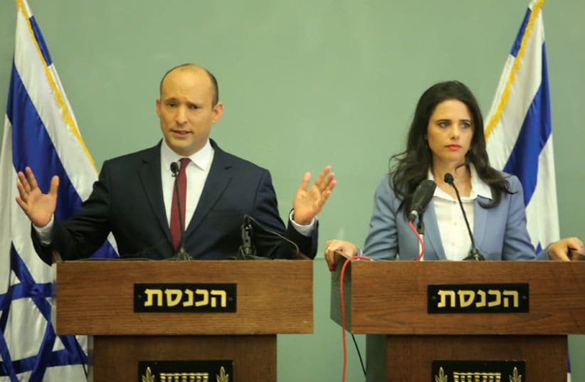 Leaders of Hayamin Hechadash Naftali Bennett and Ayelet Shaked (photo credit: MARC ISRAEL SELLEM)