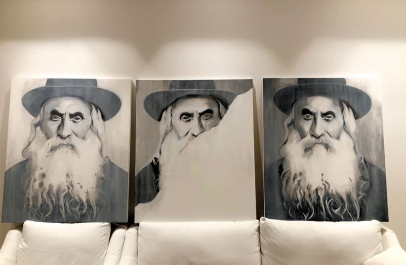 FOR A bespoke recreation, artist Shemariyahu Black was provided with an original picture of the buyer’s grandfather, the Dayan of Dinov. (photo credit: RAPHAEL CHAIM ROSENFELD)