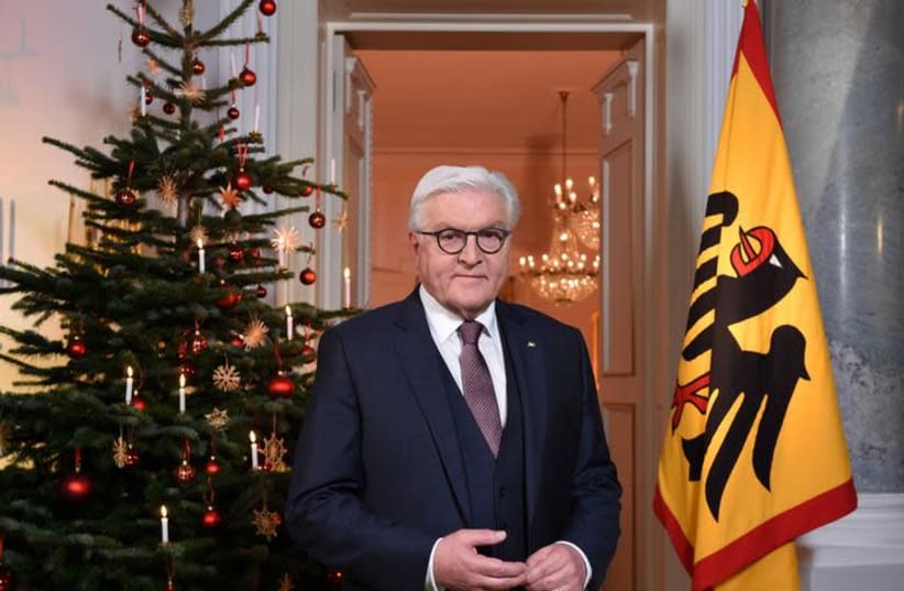 German President Frank-Walter Steinmeier poses after the recording of the traditional Christmas message at Bellevue Palace in Berlin (photo credit: REUTERS)