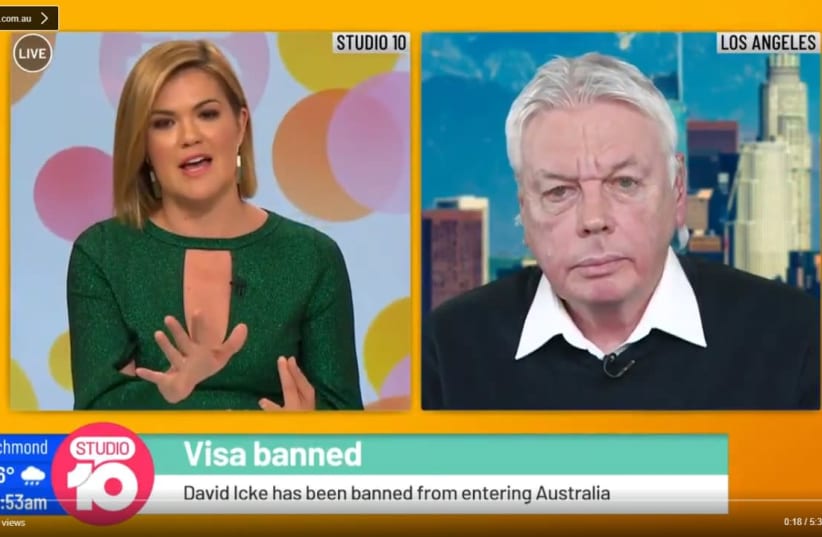 David Icke in an interview with Australian TV. (photo credit: screenshot)