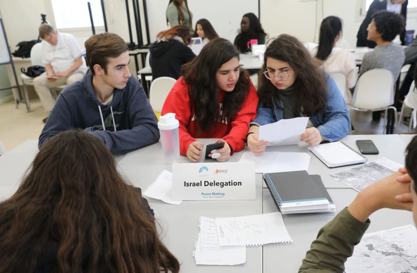 Ninety students from around the world take part in a "peace-process" simulation (photo credit: Courtesy)