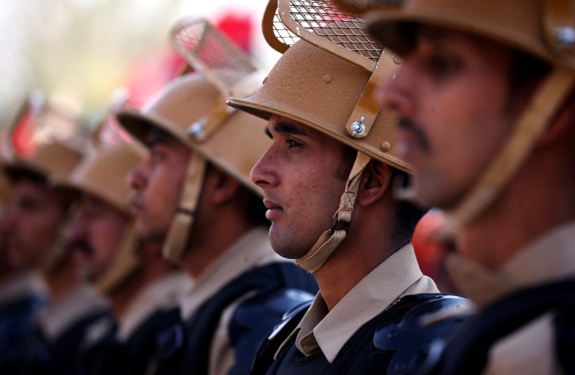 Indian police recruits take part in their passing out parade in Manigam (photo credit: REUTERS)