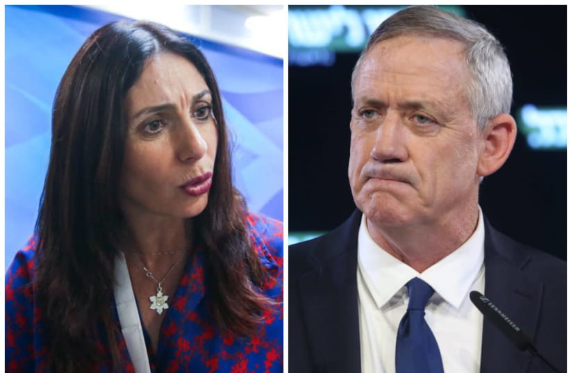 Minister of Culture and Sport Miri Regev (left) and Blue and White party chairman Benny Gantz (right) (photo credit: MARC ISRAEL SELLEM)