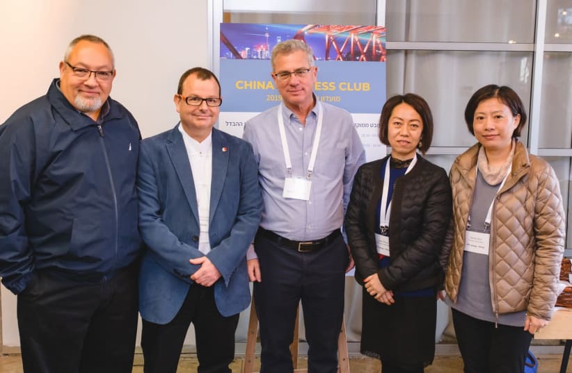 (From left) PTL Group Chairman Zvi Shalgo, General Manager Arie Schrier, Kramer COO Gil Feingold, PTL Group HR & Administration Manager Jasper Zhang and Financial Controller Wendy Wan (photo credit: YARIN TARANOS)