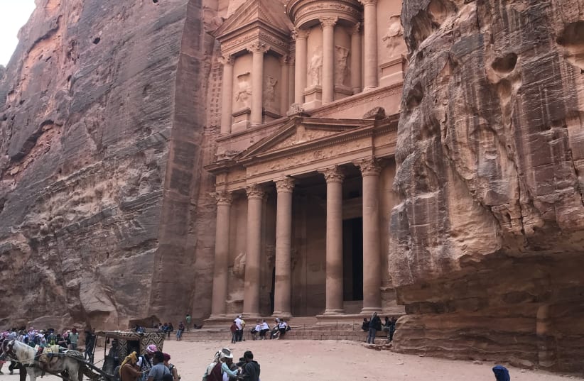 The famous Al Khazneh (Treasury) structure in Petra (photo credit: ROBERT HERSOWITZ)