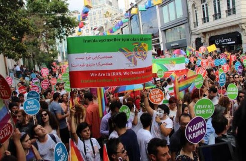 LGBT activists protesting in Istanbul   (photo credit: screenshot)