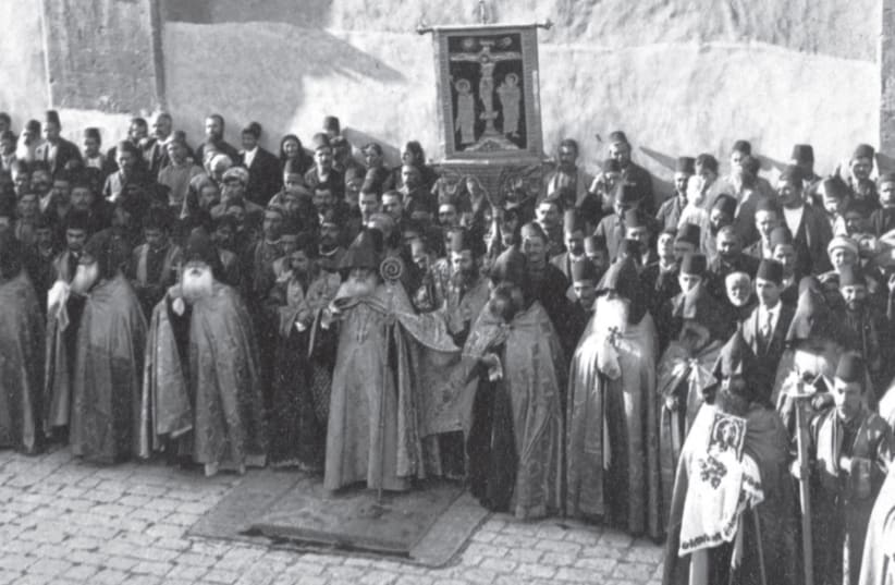 THE VENERABLE Patriarch and Bishops of the Armenians, in Jerusalem in 1900. (photo credit: Wikimedia Commons)
