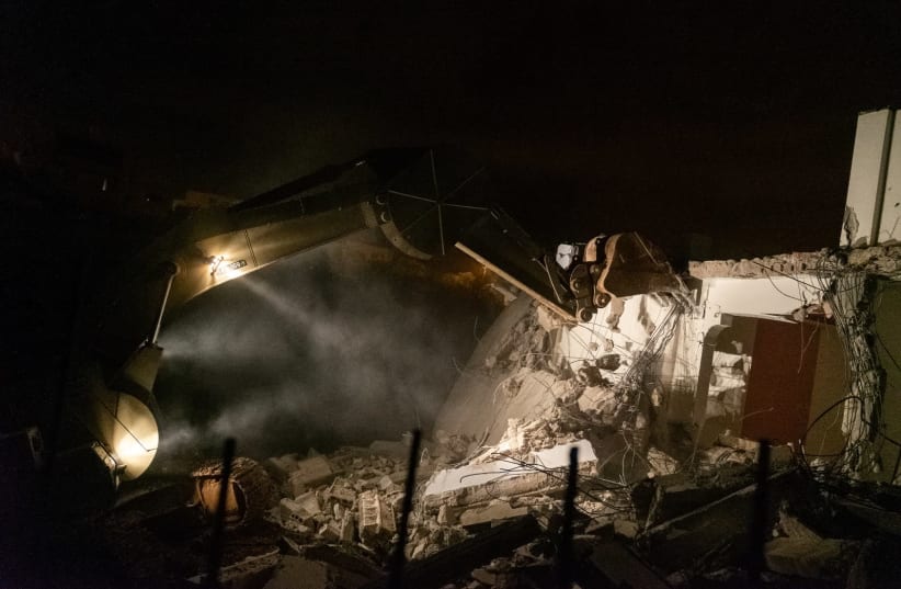 The home of terrorist Assem Barghouti was destroyed in the early hours of Thursday morning. (photo credit: IDF SPOKESMAN’S UNIT)