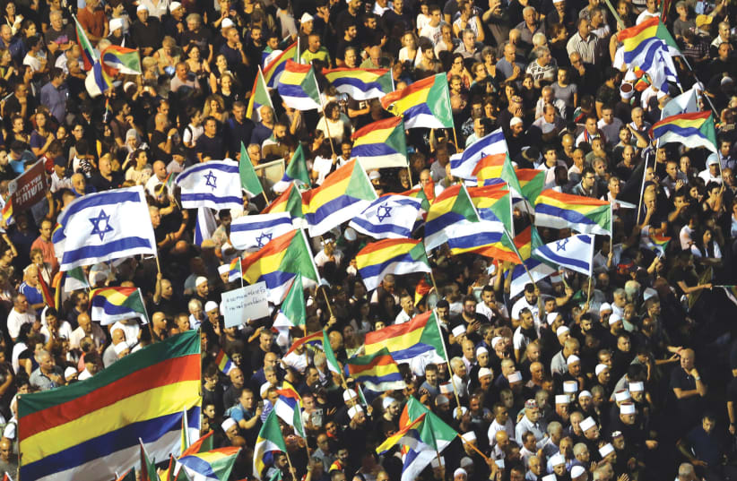 Druze-Israelis protest the Nation-State Law (photo credit: REUTERS)