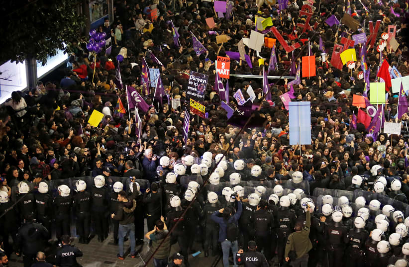 International Women's Day march Istanbul (REUTERS/KEMAL ASLAN) (photo credit: REUTERS/KEMAL ASLAN)