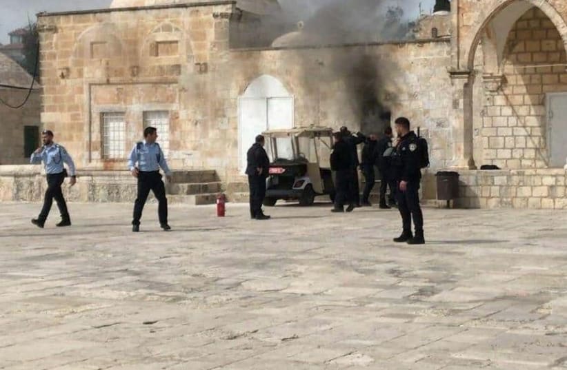 Explosive device thrown on Temple Mount  (photo credit: ARAB SOCIAL MEDIA)