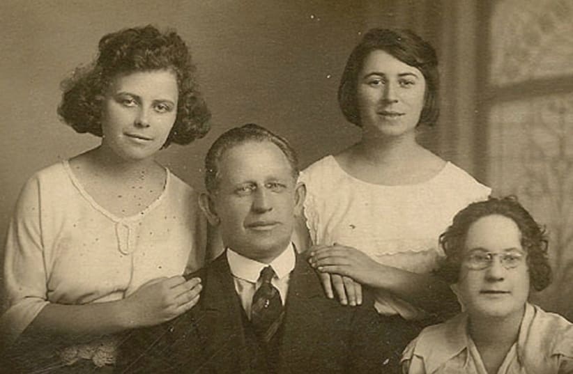 Isaac Ochberg with Leah Zaicka, and Clara and Sally Tannenbaum, older orphans who were brought out as nurses (photo credit: COURTESY DAVID SOLLY SANDLER)