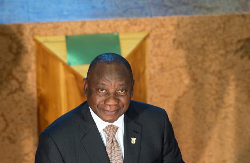 South African President Cyril Ramaphosa at the State of the Nation address in January. (photo credit: RODGER BOSCH/REUTERS)