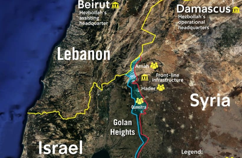 Map of Hezbollah infrastructure in the region, 2019 (photo credit: IDF SPOKESPERSON'S OFFICE)