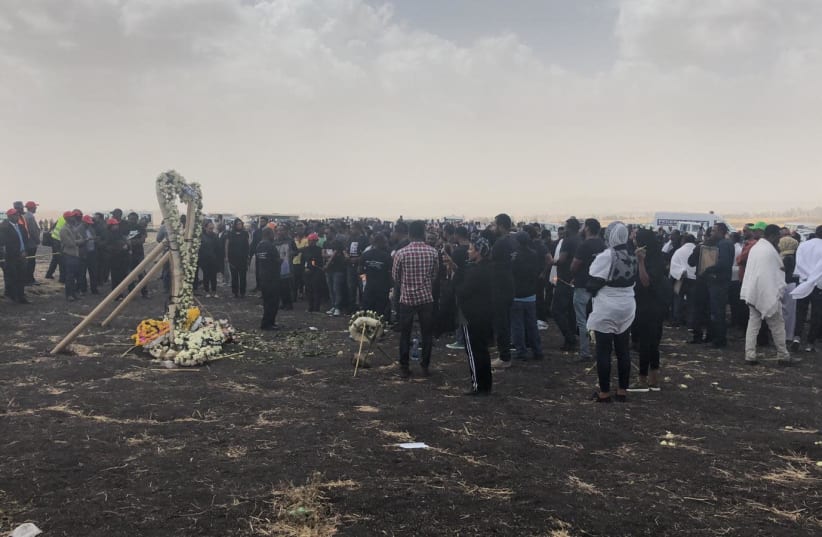Picture of the Ethiopian Airlines crash site in Ethiopia (photo credit: ZAKA)